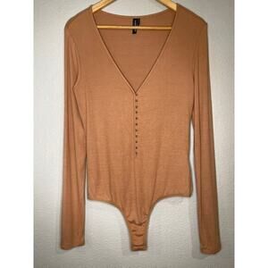 Marciano stretch ribbed buttery soft thong bodysuit L